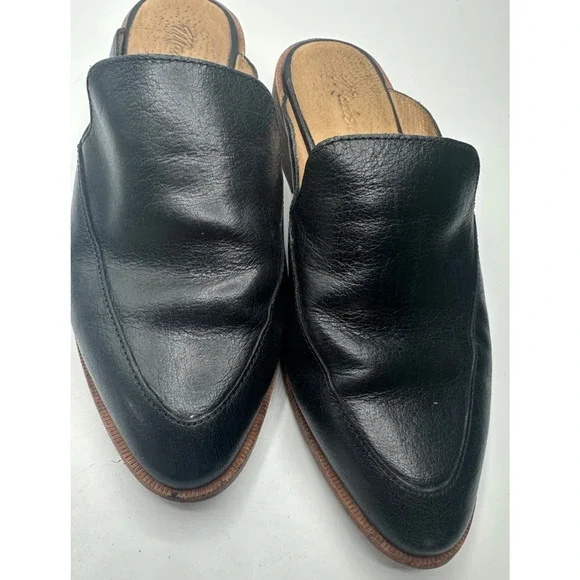 Madewell Womens Mule Womens Size 6 Black Leather Shoes Slides Block Heel - Picture 2 of 7